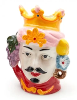 Oldenhof Siciliaans Hoofd Man M ø 12 Cm X 17 Cm Aardewerk Roze Rood