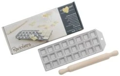 Oldenhof Ravioliplaat 24 Stuks Vierkant 32mm X 32mm Aluminium Met Deegroller In Geschenkverpakking