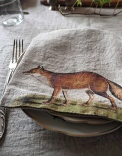 Oldenhof Wild Animals Servet 45 X 45 Cm Linnen 6 Stuks 15 Oldenhof Wild Animals Servet 45 X 45 Cm Linnen 6 Stuks -Oldenhof fox linen napkin