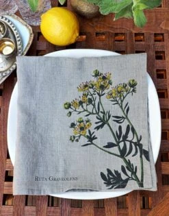 Oldenhof Herbs Servet 45 X 45 Cm Linnen 6 Stuks -Oldenhof linen napkins spice herbs floral linoroom 3