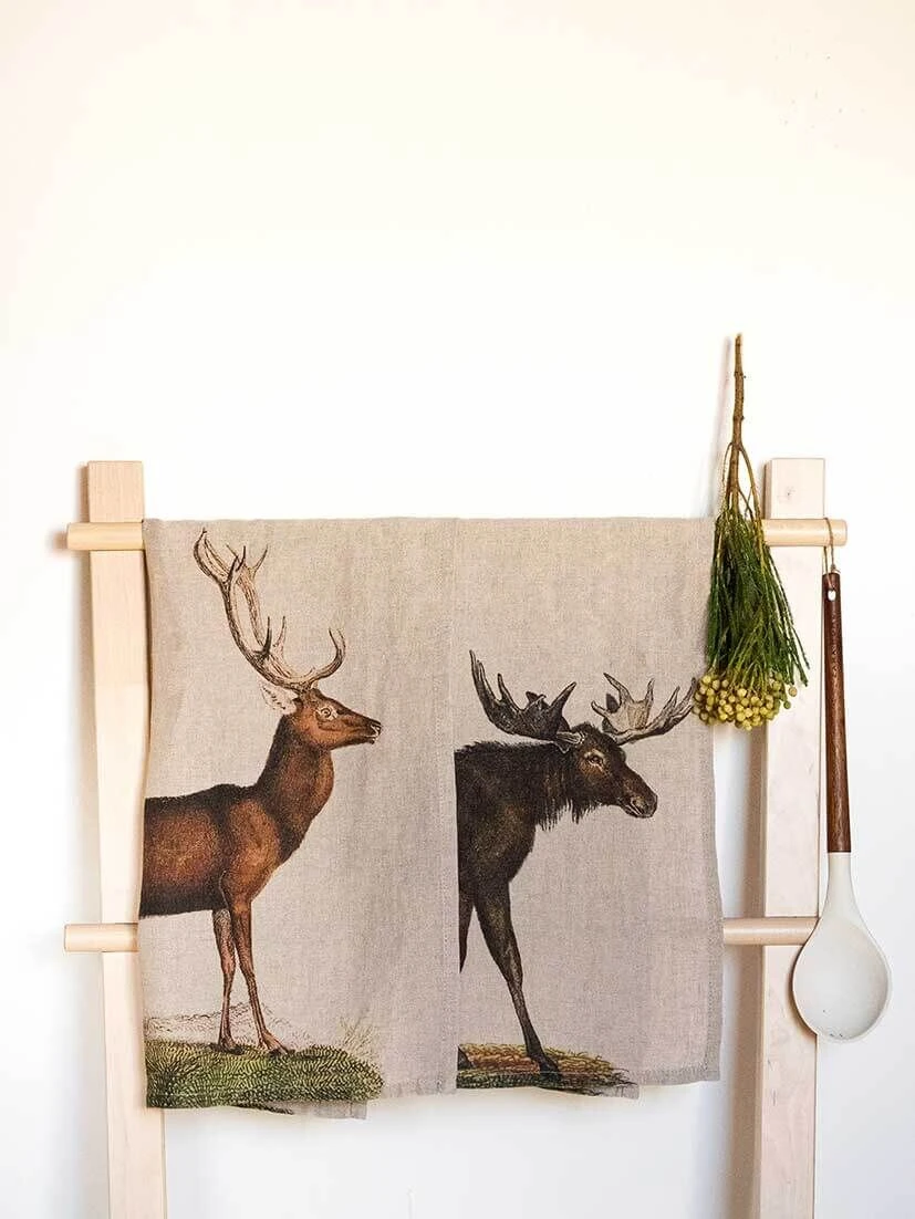 Oldenhof Deer & Moose Handdoek 42 X 60 Cm Linnen 2 Stuks 2 Oldenhof Deer & Moose Handdoek 42 X 60 Cm Linnen 2 Stuks - Afbeelding 2