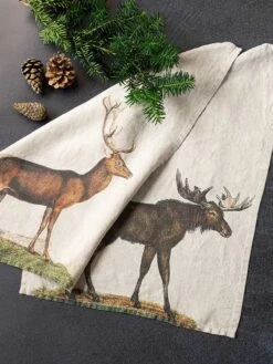 Oldenhof Deer & Moose Handdoek 42 X 60 Cm Linnen 2 Stuks 5 Oldenhof Deer & Moose Handdoek 42 X 60 Cm Linnen 2 Stuks -Oldenhof linoroom kitchen towels moose and deer lr4