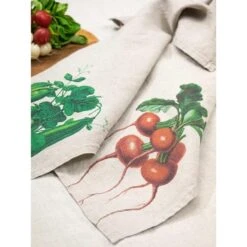 Oldenhof Radish & Peas Handdoek 42 X 60 Cm Linnen 2 Stuks -Oldenhof linoroom kitchen towels radish and peas vertical lr5 1024x1024