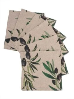 Oldenhof Olives Servet 45 X 45 Cm Linnen 6 Stuks -Oldenhof linoroom napkins olives vertical lr4