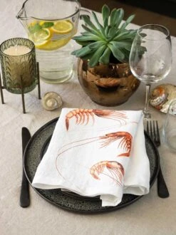 Oldenhof Sea Animals Servet 45 X 45 Cm Linnen 6 Stuks -Oldenhof linoroom napkins sea animals vertical lr15