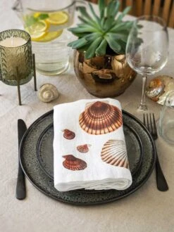 Oldenhof Sea Animals Servet 45 X 45 Cm Linnen 6 Stuks -Oldenhof linoroom napkins sea animals vertical lr18