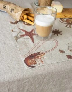 Oldenhof Sea Animals Placemat 35 X 48 Cm Linnen 2 Stuks -Oldenhof linoroom placemat sea vertical lr 34 3