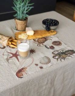Oldenhof Sea Animals Placemat 35 X 48 Cm Linnen 2 Stuks -Oldenhof linoroom placemat sea vertical lr 34 4