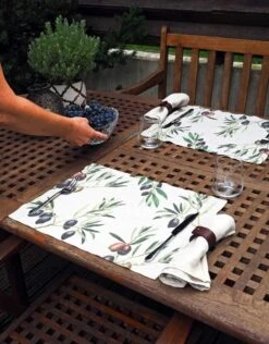 Oldenhof Olives Placemat 35 X 48 Cm Linnen 2 Stuks -Oldenhof olive print linen placemats 5