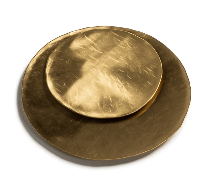 Oldenhof Hammered Brass Kaarsenplateau ø 10 Cm Goudkleurig 1 Oldenhof Hammered Brass Kaarsenplateau ø 10 Cm Goudkleurig