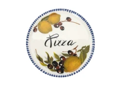 Oldenhof Pizzabord Met Citroenen En Olijven Ø 33 Cm Aardewerk Wit